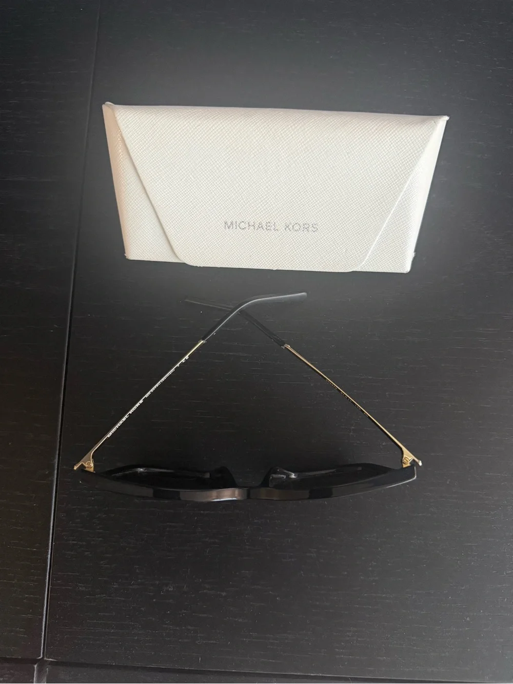 Michael Kors Black Cat-Eye Sunglasses with Cream Case